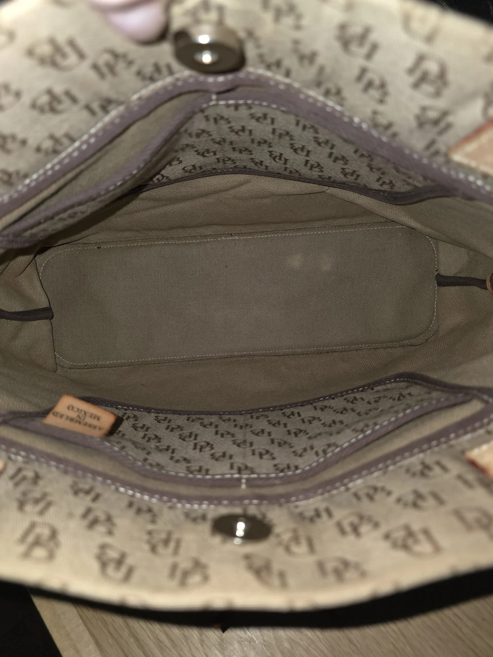 Dooney & Bourke Tan/Brown Monogram Tote with Leather Trim
